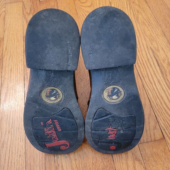 Justin Western Boots 7.5B Leather Brown Pink Stitching GYPSY Western Cowboy - Picture 3 of 9